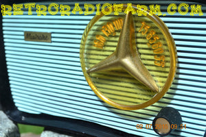 SOLD! - July 12, 2016 - BLUETOOTH MP3 READY - SO JETSONS LOOKING Retro Vintage AQUA and BLACK 1959 Musicaire MD300 AM Tube Radio WORKS! - [product_type} - Travler - Retro Radio Farm