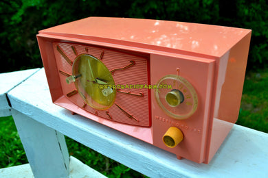 SOLD! - Aug 4, 2017 - ROSE PINK Mid Century Retro 1959 Westinghouse Model H545T5A Tube AM Clock Radio Totally Restored!