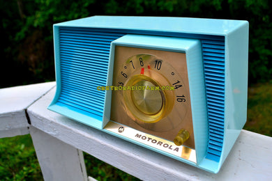 SOLD! - July 4, 2017 - TUXEDO BLUE Mid Century Retro 1962 Motorola A17B3 Tube AM Radio Cool Model Rare Color! Near Mint!