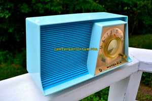 SOLD! - July 4, 2017 - TUXEDO BLUE Mid Century Retro 1962 Motorola A17B3 Tube AM Radio Cool Model Rare Color! Near Mint! - [product_type} - Motorola - Retro Radio Farm