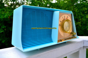 SOLD! - July 4, 2017 - TUXEDO BLUE Mid Century Retro 1962 Motorola A17B3 Tube AM Radio Cool Model Rare Color! Near Mint! - [product_type} - Motorola - Retro Radio Farm