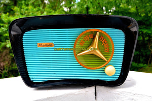 SOLD! - July 4, 2017 - SO JETSONS LOOKING Retro Vintage Aqua and Black Musicaire T-204 AM Tube Radio Works Great! - [product_type} - Musicaire - Retro Radio Farm