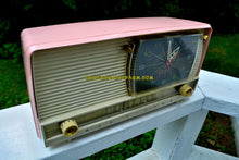 Charger l&#39;image dans la galerie, SOLD! - Mar 25, 2018 - BEAUTIFUL Powder Pink And White Retro Jetsons 1956 RCA Victor 9-C-71 Tube AM Clock Radio Works Great! - [product_type} - RCA Victor - Retro Radio Farm