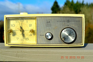SOLD! - July 1, 2014 - Modern Jet Age Eames 1960-70's General Electric Beige Clock Radio Alarm Works! - [product_type} - General Electric - Retro Radio Farm
