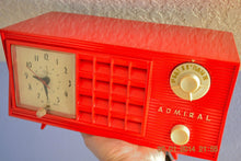 Charger l&#39;image dans la galerie, SOLD! - June 17, 2014 - LIPSTICK RED Vintage Atomic Age 1955 Admiral 5S38 Tube AM Radio Clock Alarm - [product_type} - Admiral - Retro Radio Farm