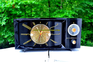 SOLD! - Sept 5, 2017 - BLACK ONYX Century Retro 1959 Westinghouse Model H-546T5A Tube AM Clock Radio Totally Restored! - [product_type} - Westinghouse - Retro Radio Farm