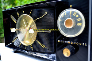 SOLD! - Sept 5, 2017 - BLACK ONYX Century Retro 1959 Westinghouse Model H-546T5A Tube AM Clock Radio Totally Restored! - [product_type} - Westinghouse - Retro Radio Farm