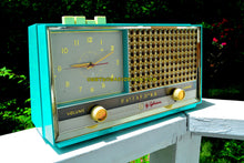 Charger l&#39;image dans la galerie, SOLD! - Sept 30, 2018 - Seafoam Green Retro Space Age 1957 Sylvania Model 1306 Tube AM Clock Radio Sounds Great! - [product_type} - Sylvania - Retro Radio Farm