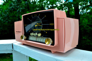 SOLD! - July 17, 2017 - COUPE DE VILLE PINK Mid Century Jetsons 1959 General Electric Model 915 Tube AM Clock Radio Totally Restored! - [product_type} - General Electric - Retro Radio Farm