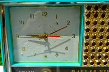Load image into Gallery viewer, SOLD! - Sept 30, 2018 - Seafoam Green Retro Space Age 1957 Sylvania Model 1306 Tube AM Clock Radio Sounds Great! - [product_type} - Sylvania - Retro Radio Farm