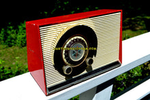 Load image into Gallery viewer, SOLD! - July 23, 2017 - WILD CHERRY RED Mid Century Sputnik Era Vintage 1957 General Electric 862 Tube AM Radio Beautiful But Distressed Condition! - [product_type} - General Electric - Retro Radio Farm