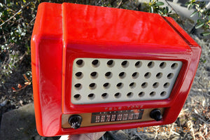 SOLD! May 28, 2014 - FIRE ENGINE RED Rare Art Deco Retro 1947-49 TELE TONE AM Tube Radio Works! Wow! - [product_type} - Teletone - Retro Radio Farm