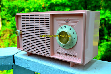 SOLD! - July 24, 2017 - BLUETOOTH MP3 READY - Powder Pink Mid Century Vintage 1959 General Electric Model T-125A Tube Radio Sounds Great!