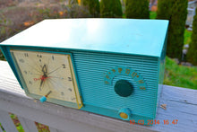 Load image into Gallery viewer, SOLD! - April 8, 2014 - TURQUOISE Atomic Retro Vintage 1956 RCA Victor 6-C-5 Tube AM Clock Radio WORKS! - [product_type} - RCA Victor - Retro Radio Farm