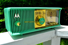 Load image into Gallery viewer, SOLD! - July 13, 2017 - SEA GREEN Mid Century Retro Antique Jetsons 1957 Motorola 57CC Tube AM Clock Radio Totally Restored! - [product_type} - Motorola - Retro Radio Farm