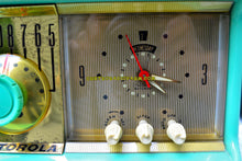 Charger l&#39;image dans la galerie, SOLD! - July 13, 2017 - SEA GREEN Mid Century Retro Antique Jetsons 1957 Motorola 57CC Tube AM Clock Radio Totally Restored! - [product_type} - Motorola - Retro Radio Farm