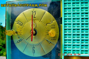 SOLD! - Sept. 29, 2014 - STUNNING AQUA BLUE Retro Jetsons 1957 Magnavox C5 Tube AM Clock Radio WORKS! - [product_type} - Magnavox - Retro Radio Farm