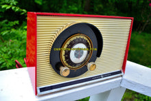 Load image into Gallery viewer, SOLD! - May 31, 2017 - WILD CHERRY RED Mid Century Sputnik Era Vintage 1957 General Electric 862 Tube AM Radio Beautiful! - [product_type} - General Electric - Retro Radio Farm