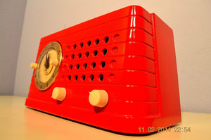 SOLD! - Feb 27, 2014 - STUNNING CARDINAL RED Bakelite 1948 Telechron Model 8H59 Clock Radio Works! - [product_type} - Admiral - Retro Radio Farm