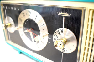 シャスタ ターコイズ ヴィンテージ 1959 アドミラル モデル Y878 AM 真空管時計ラジオ エクセレントプラスコンディション 素晴らしいサウンドです。ソーファイア