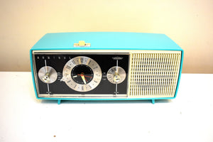 Shasta Turquoise Vintage 1959 Admiral Model Y878 AM Vacuum Tube Clock Radio Excellent Plus Condition Sounds Amazing! So Fire