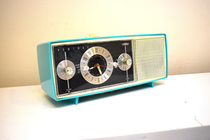 Shasta Turquoise Vintage 1959 Admiral Model Y878 AM Vacuum Tube Clock Radio Excellent Plus Condition Sounds Amazing! So Fire
