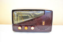 Load image into Gallery viewer, Coach Brown Mid Century 1954 Zenith L721 AM/FM Vacuum Tube Radio Great Sounding Little Number!