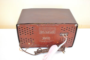 Coach Brown Mid Century 1954 Zenith L721 AM/FM Vacuum Tube Radio Great Sounding Little Number!