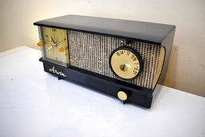 チャコール千鳥格子 1958 アーヴィン モデル 5572 AM 真空管クロックラジオ 音も見た目も素晴らしい！