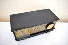 Load image into Gallery viewer, Charcoal Houndstooth 1958 Arvin Model 5572 AM Vacuum Tube Clock Radio Sounds and Looks Terrific!