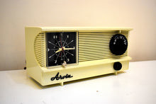 Load image into Gallery viewer, Creme Ivory 1958 Arvin Model 5571 AM Vacuum Tube Clock Radio Nice!