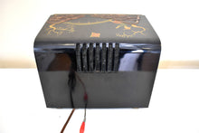 Charger l&#39;image dans la galerie, Bluetooth Ready To Go - Asian Theme Painted Black Bakelite 1946 RCA Victor Model 75-X-18 Vacuum Tube AM Radio Sounds Great! Looks Spectacular!