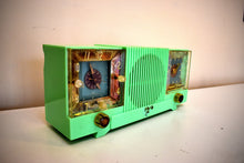 Load image into Gallery viewer, Cloisonne Green Mid Century 1952 Automatic Radio Mfg Model CL-142 Vacuum Tube AM Radio Cool Model Rare Color!