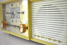 Load image into Gallery viewer, Beautiful Summer Gold 1958 Admiral Model 298 Vacuum Tube AM Clock Radio Excellent Condition Sounds Wonderful!