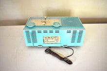 Load image into Gallery viewer, Bright Turquoise 1962 1963 Admiral Model Y3149 &#39;The Celebrity&#39; Vacuum Tube AM Radio Clock Sounds Looks Great!