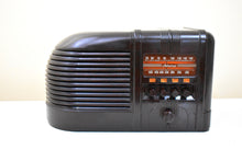 Load image into Gallery viewer, Streamlined Swirly Brown Art Deco Bakelite Admiral Model 398-6M Vacuum Tube AM Radio Killer Reception So Gorgeous!
