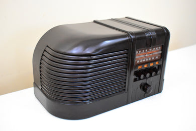 Streamlined Swirly Brown Art Deco Bakelite Admiral Model 398-6M Vacuum Tube AM Radio Killer Reception So Gorgeous!