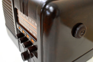 Streamlined Swirly Brown Art Deco Bakelite Admiral Model 398-6M Vacuum Tube AM Radio Killer Reception So Gorgeous!