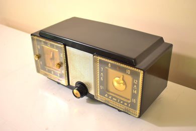 Ebony and Gold 1953 Admiral Model 5F31N Bakelite Vacuum Tube AM Radio Sounds Great! Looks Great! Very High End Model!