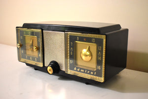 Ebony and Gold 1953 Admiral Model 5F31N Bakelite Vacuum Tube AM Radio Sounds Great! Looks Great! Very High End Model!