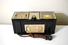 Load image into Gallery viewer, Ebony and Gold 1953 Admiral Model 5F31N Bakelite Vacuum Tube AM Radio Sounds Great! Looks Great! Very High End Model!