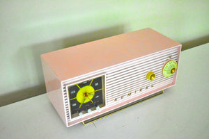 Flamingo Pink 1956 Admiral Model 5H44N Vacuum Tube AM Clock Radio Sounds Great! Looks Great!