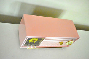 Flamingo Pink 1956 Admiral Model 5H44N Vacuum Tube AM Clock Radio Sounds Great! Looks Great!