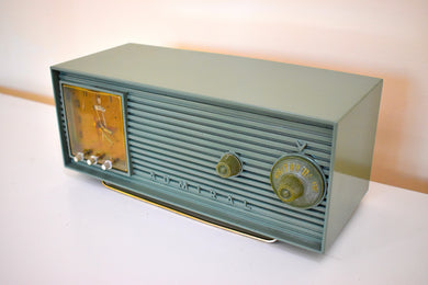 Sage Green 1955 Admiral Model 5W38 Vintage Atomic Age Vacuum Tube AM Radio Clock Sounds Looks Great!