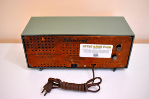 Sage Green 1955 Admiral Model 5W38 Vintage Atomic Age Vacuum Tube AM Radio Clock Sounds Looks Great!