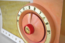 Load image into Gallery viewer, Red and White 1954-1955 Admiral Model 5T35 Vacuum Tube Radio Big Speaker Sound!