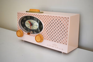 Lace Pink 1959 Admiral Model Y3799 Vintage Atomic Age Vacuum Tube AM Radio Clock Sounds Great! Excellent Condition!