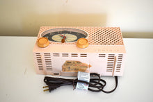 Load image into Gallery viewer, Lace Pink 1959 Admiral Model Y3799 Vintage Atomic Age Vacuum Tube AM Radio Clock Sounds Great! Excellent Condition!