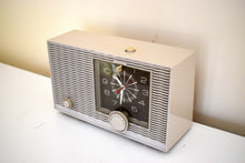 Load image into Gallery viewer, Aspen Gray 1964 Admiral Model YRC-517 Mid Century Vacuum Tube AM Clock Radio Sounds Great! Excellent Condition!