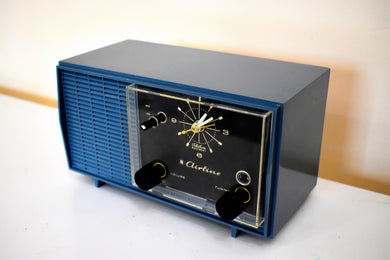 Slate Blue Gray 1965 Airline Model GEN-18188 Vacuum Tube Clock Radio Rare Model Great Color!